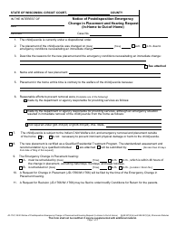 Document preview: Form JD-1767 Notice of Postdisposition Emergency Change in Placement and Hearing Request (In-home to out-Of-Home) - Wisconsin