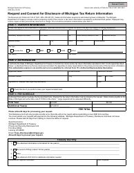 Document preview: Form 4095 Request and Consent for Disclosure of Michigan Tax Return Information - Michigan