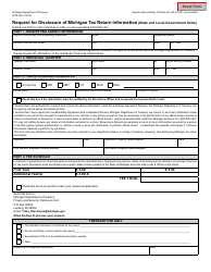 Document preview: Form 2078 Request for Disclosure of Michigan Tax Return Information (State and Local Government Units) - Michigan