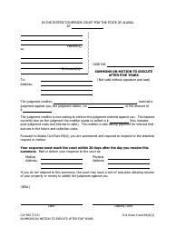 Document preview: Form CIV-565 Summons on Motion to Execute After Five Years - Alaska