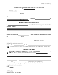 Document preview: Form CR-725 Request to Extend Fine Due Date - Alaska