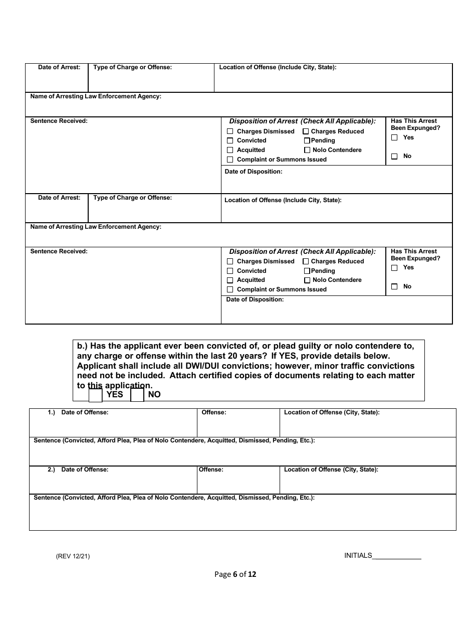 License Application for Non-facility / Vendor Employees - Rhode Island, Page 6