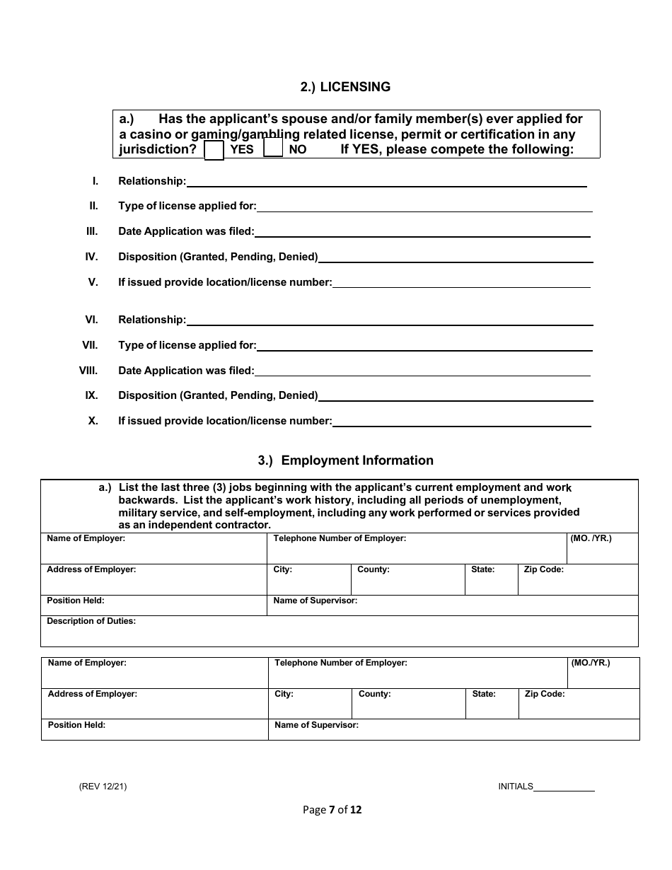 License Application for Non-facility / Vendor Employees - Rhode Island, Page 7