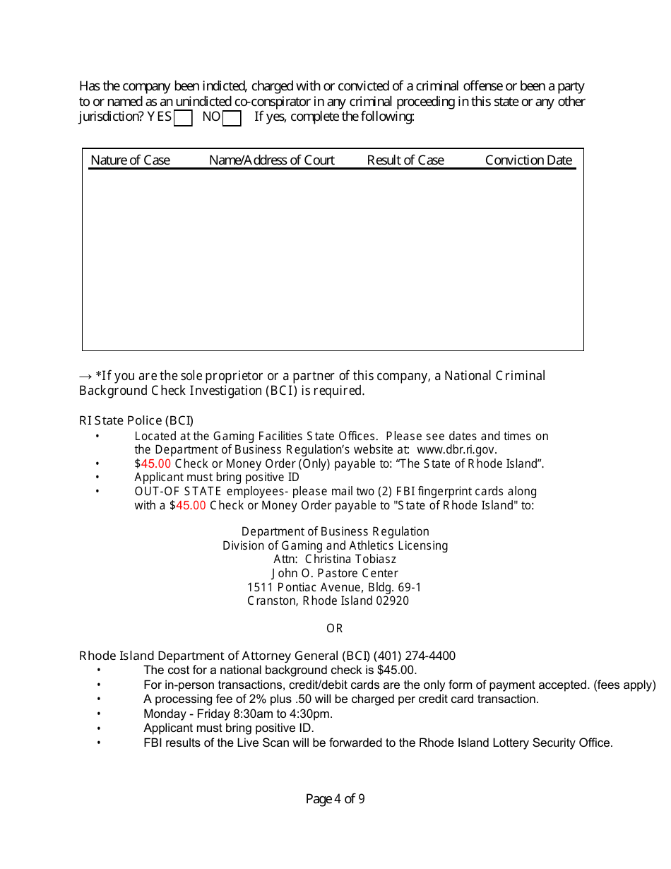 Vendor Application - Rhode Island, Page 4