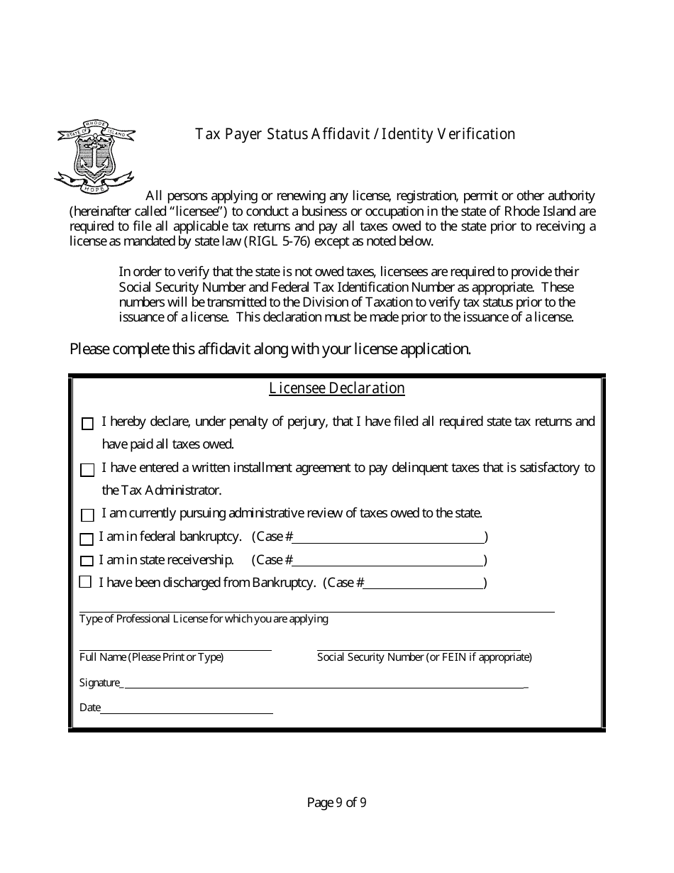 Vendor Application - Rhode Island, Page 9