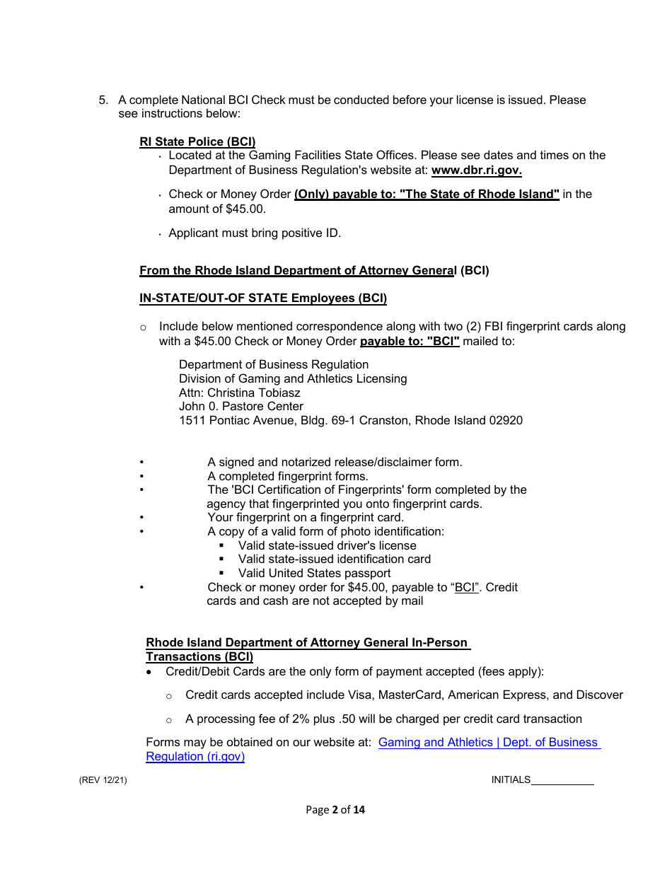 Service Employee Application - Rhode Island, Page 2