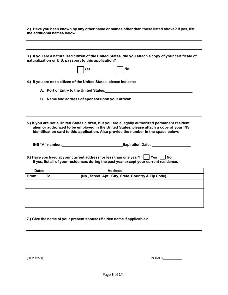 Service Employee Application - Rhode Island, Page 5