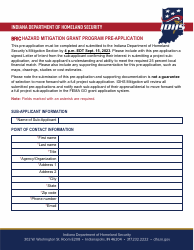 Document preview: Bric Hazard Mitigation Grant Program Pre-application - Indiana
