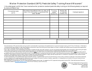 Document preview: Worker Protection Standard (Wps) Pesticide Safety Training Record-Wisconsin - Wisconsin