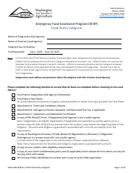Form AGR-2208 Food Pantry Subgrant - Emergency Food Assistance Program (Efap) - Washington