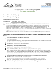 Document preview: Form AGR-2602 Food Bank Sub-subaward - Emergency Food Assistance Program (Efap) - Washington, 2025