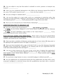 Concealed Handgun Carry License Application Form - Arkansas, Page 4