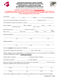 Document preview: Concealed Handgun Carry License Firearms Safety Training Instructor Registration Application Form - Arkansas