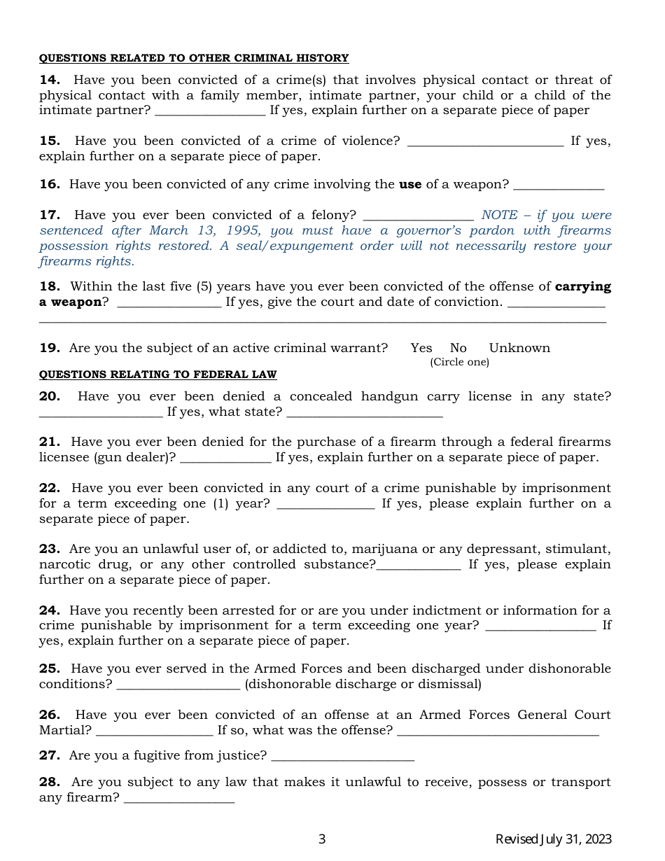 Concealed Handgun Carry License Firearms Safety Training Instructor Registration Application Form - Arkansas, Page 3