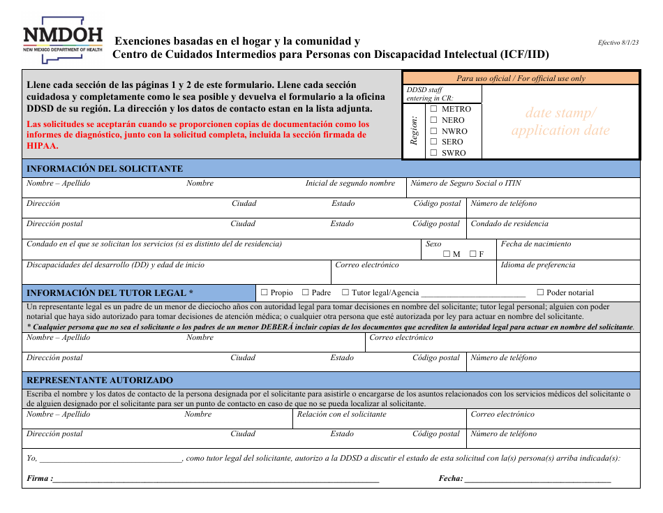 Exenciones Basadas En El Hogar Y La Comunidad Y Centro De Cuidados Intermedios Para Personas Con Discapacidad Intelectual (Icf / Iid) - New Mexico (Spanish), Page 3