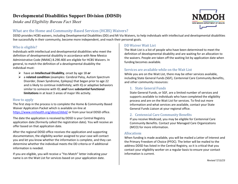Home and Community Based Waivers and Intermediate Care Facility for Individuals With Intellectual Disabilities (Icf / Iid) - New Mexico, Page 9
