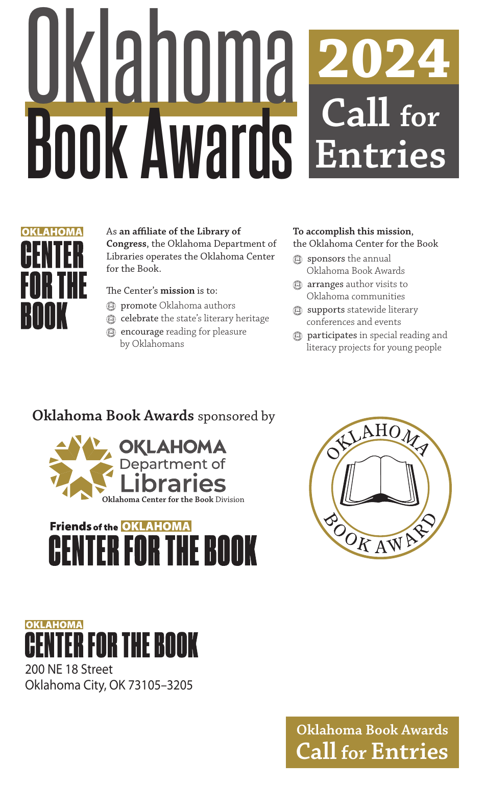 Thirty-Fifth Annual Oklahoma Book Awards Call for Entries - Oklahoma, Page 1