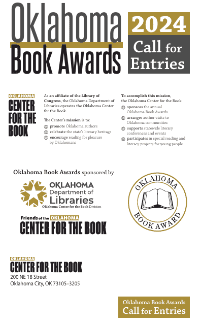 Thirty-Fifth Annual Oklahoma Book Awards Call for Entries - Oklahoma, 2024