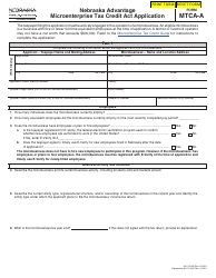 Document preview: Form MTCA-A Nebraska Advantage Microenterprise Tax Credit Act Application - Nebraska