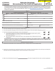 Form MTCA-A Nebraska Advantage Microenterprise Tax Credit Act Application - Nebraska