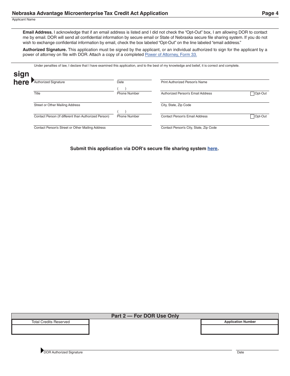 Form MTCA-A Nebraska Advantage Microenterprise Tax Credit Act Application - Nebraska, Page 4