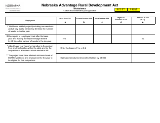 Document preview: Worksheet I Nebraska Advantage Rural Development Act - Nebraska