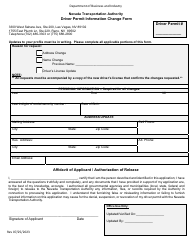 Document preview: Driver Permit Information Change Form - Nevada