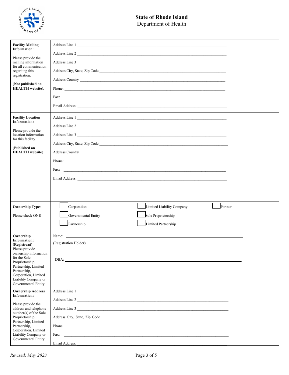 Application for Registration for Hrf Diagnostic X-Ray Equipment Facility - Rhode Island, Page 3