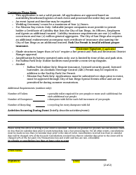 Facility and Park Use Permit Application - City of San Diego, California, Page 2