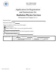 Document preview: Application for Registration for Radiation Physics Services - Rhode Island