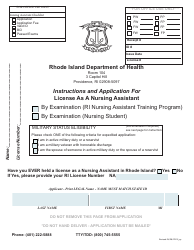 Application for License as a Nursing Assistant by Examination (Ri Nursing Assistant Training Program)/By Examination (Nursing Student) - Rhode Island