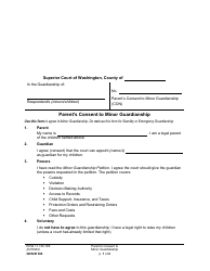 Form GDN M304 Parent&#039;s Consent to Minor Guardianship - Washington