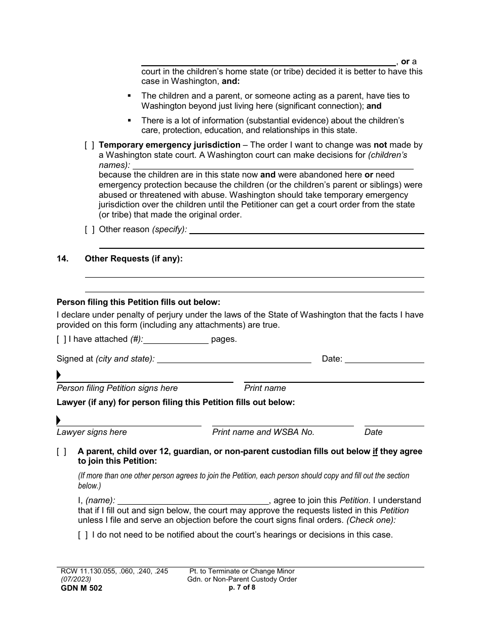 Form GDN M502 Download Printable PDF or Fill Online Petition to ...