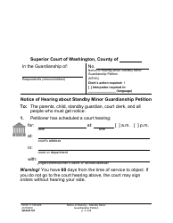 Form GDN M701 Notice of Hearing About Standby Minor Guardianship Petition (Nthg) - Washington
