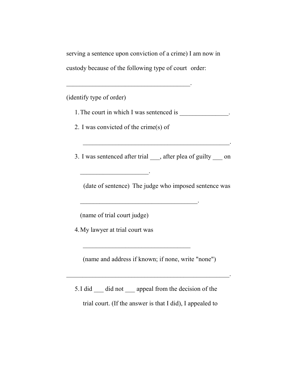 RAP Form 17 Personal Restraint Petition for Person Confined by State or Local Government - Washington, Page 2