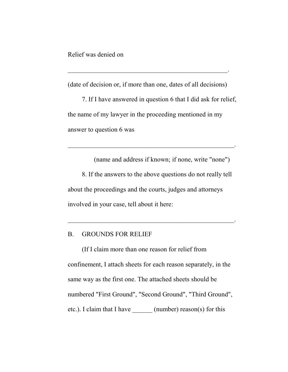 RAP Form 17 Personal Restraint Petition for Person Confined by State or Local Government - Washington, Page 4