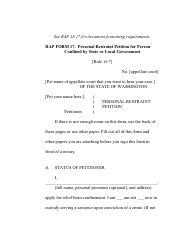 Document preview: RAP Form 17 Personal Restraint Petition for Person Confined by State or Local Government - Washington