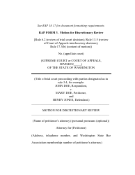 Document preview: RAP Form 3 Motion for Discretionary Review - Washington
