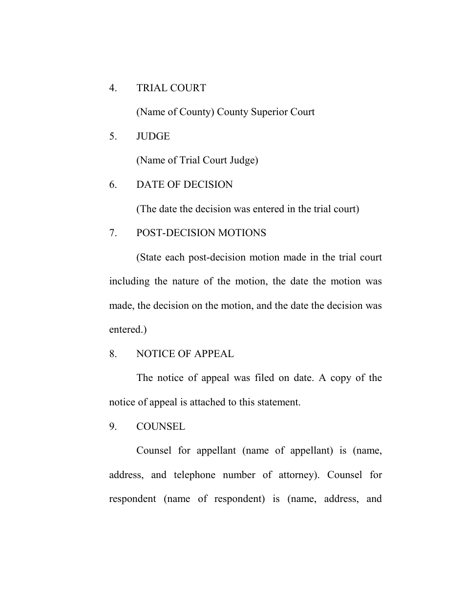 RAP Form 21 Civil Appeal Statement - Washington, Page 3