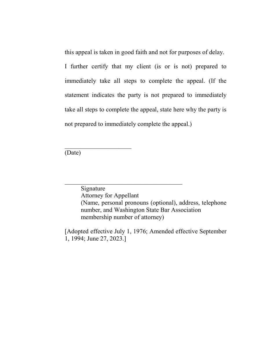 RAP Form 21 Civil Appeal Statement - Washington, Page 5