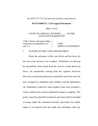 Document preview: RAP Form 21 Civil Appeal Statement - Washington