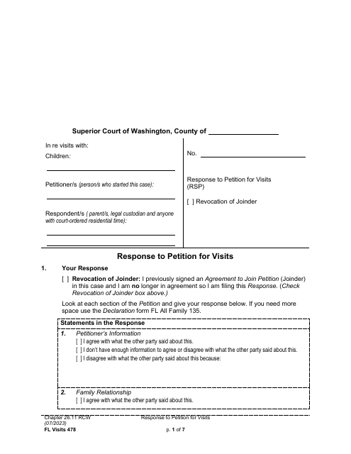 Form FL Visits478  Printable Pdf