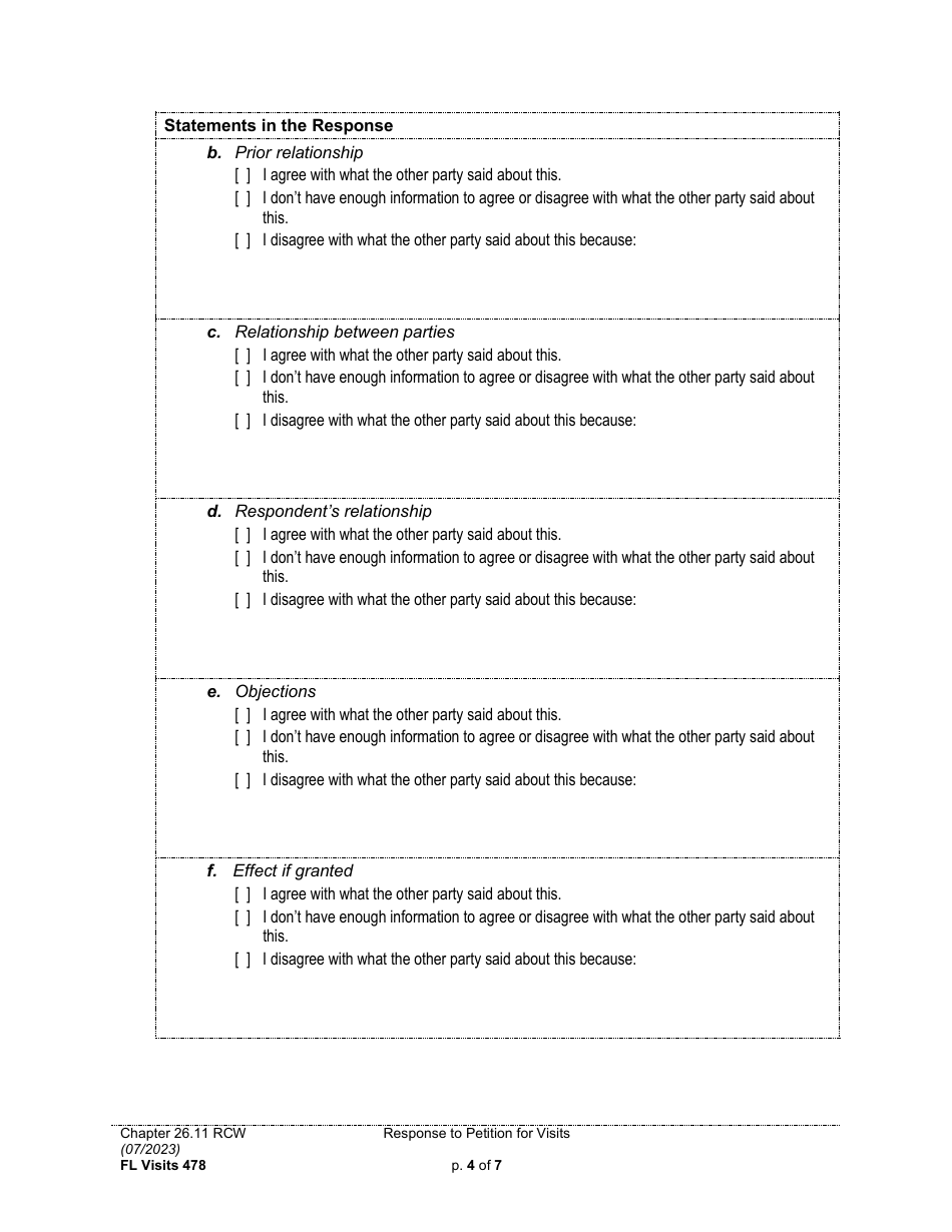 Form FL Visits478 Response to Petition for Visits - Washington, Page 4