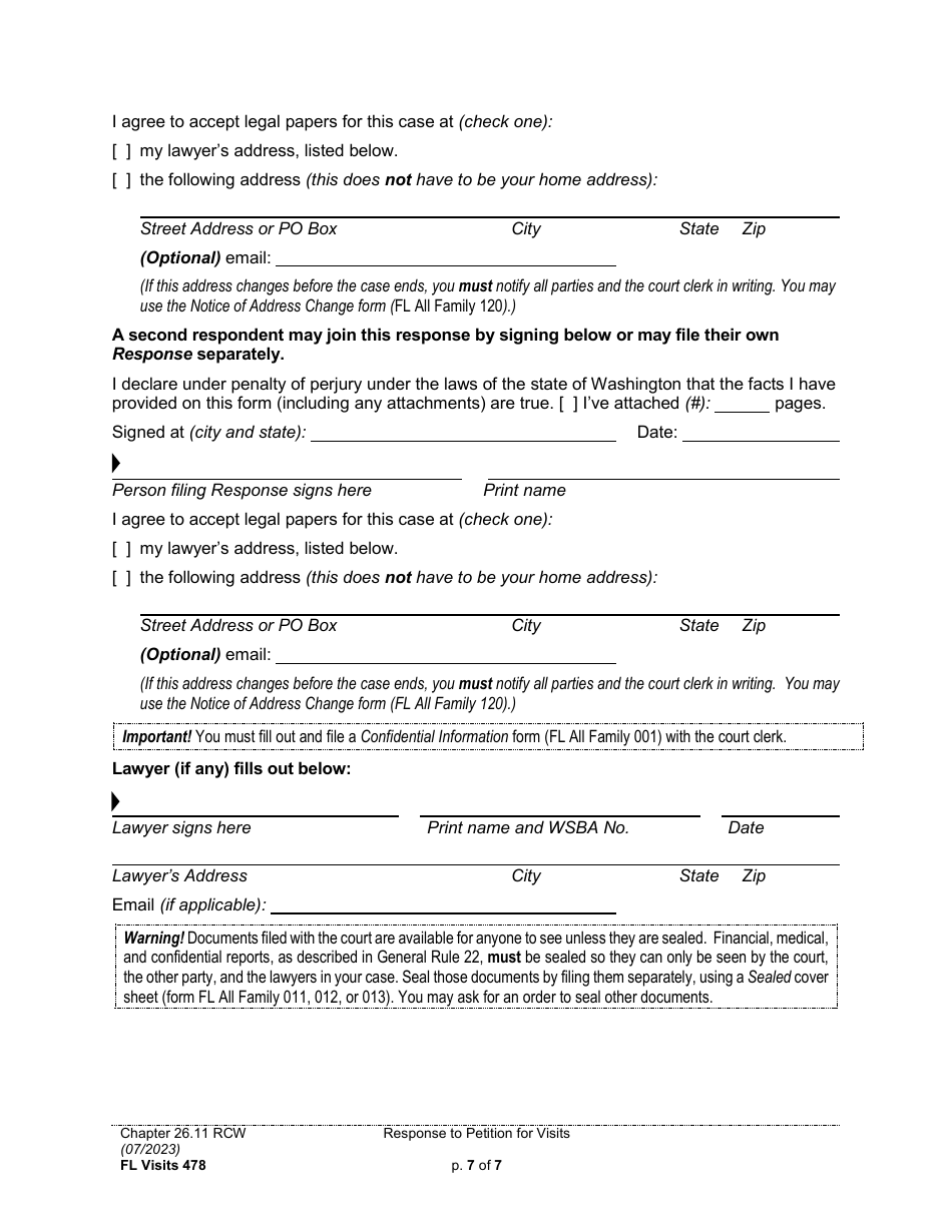 Form FL Visits478 Response to Petition for Visits - Washington, Page 7