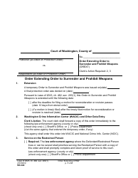 Document preview: Form WS400 Order Extending Order to Surrender and Prohibit Weapons - Washington