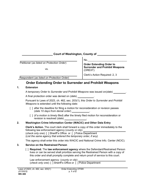 Form WS400  Printable Pdf