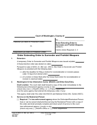 Form WS400 Order Extending Order to Surrender and Prohibit Weapons - Washington