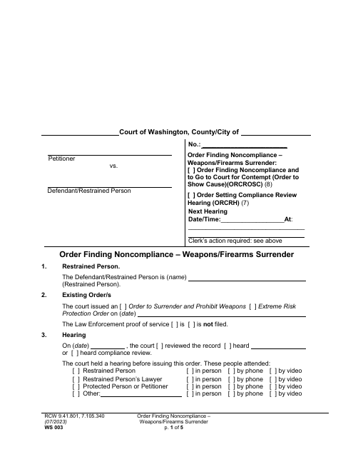 Form WS003  Printable Pdf