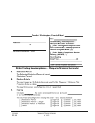 Form WS003 Order Finding Noncompliance - Weapons/Firearms Surrender - Washington