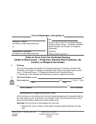 Document preview: Form PO082 Order to Go to Court for Contempt Hearing (Order to Show Cause - Protection, Extreme Risk Protection, No Contact, or Weapons Surrender) - Washington